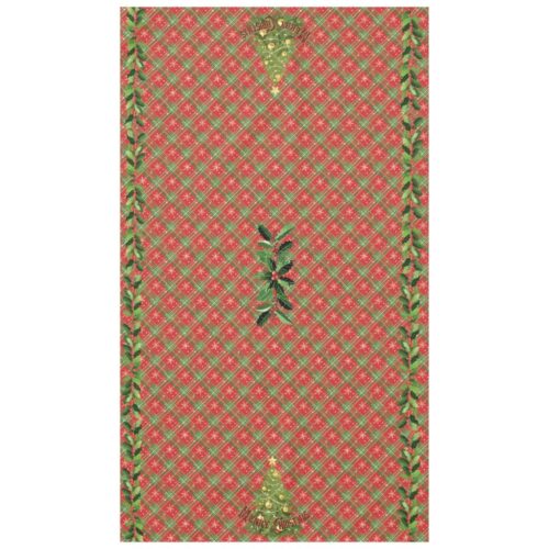 Christmas Plaid Red, Green, with Gold Stars Tablecloth