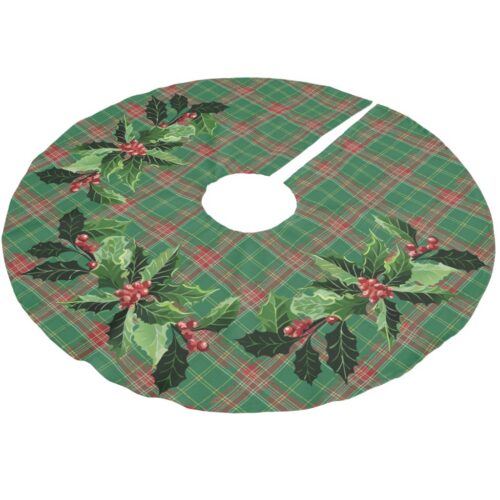 Christmas Plaid Red on Green Brushed Polyester Tree Skirt