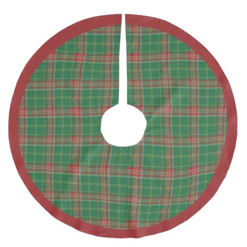 Christmas Plaid Red on Green Brushed Polyester Tree Skirt