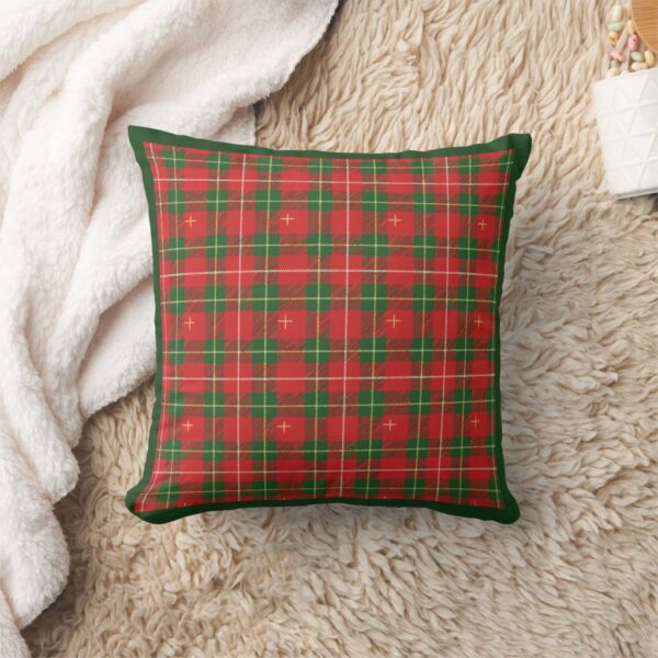 Christmas Plaid Red with Gold Crosses Throw Pillow