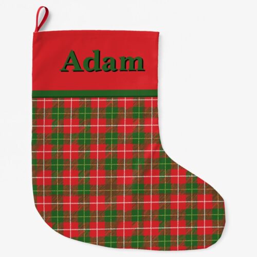 Christmas Plaid Red with Green Large Christmas Stocking