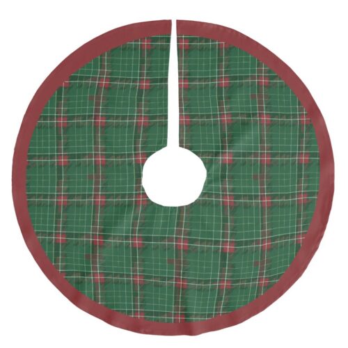 Christmas Plaid Scottish Red on Green Brushed Polyester Tree Skirt