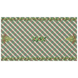 Christmas Plaid White and Green with Red Tablecloth