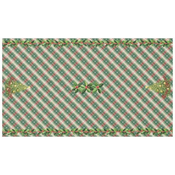 Christmas Plaid White and Green with Red Tablecloth