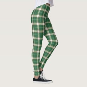 Christmas Plaid White, Green Leggings