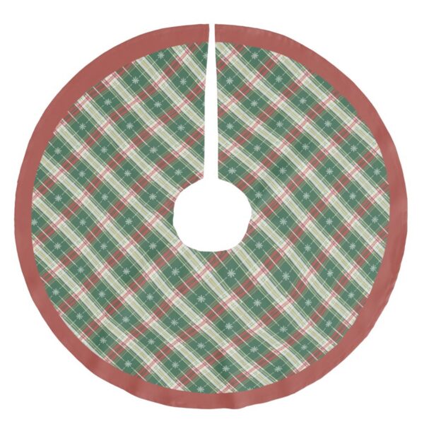 Christmas Plaid White with Green and Red Brushed Polyester Tree Skirt