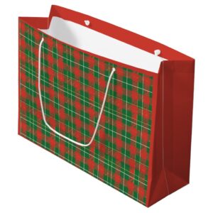 Christmas Red Green Plaid Large Gift Bag