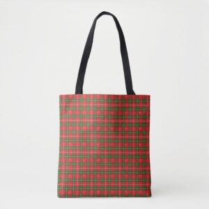 Christmas Red Green Plaid Tote Bag
