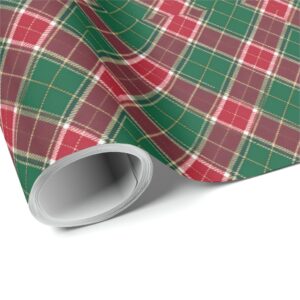Green and Red Christmas Plaid Wrapping Paper