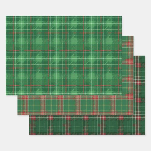 Green Christmas Plaid Wrapping Paper Sheets