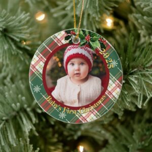 green_white_plaid_babys_first_christmas_photo_ceramic_ornament-r72f06e6bb5a64cac985c37cfa90247b5_05wi1_8byvr_1024.jpg Green White Plaid | Baby's First Christmas Photo Ceramic Ornament