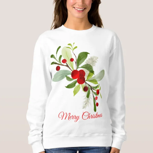 Holly Berries Merry Christmas Sweatshirt