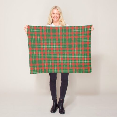 Mostly Christmas Plaid red, gold, white Fleece Blanket