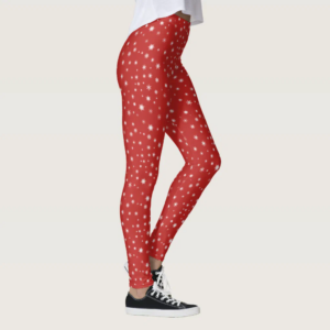 Snowflakes on Red Holiday Leggings