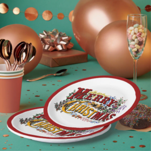 1876 Merry Christmas Paper Plates - colorful