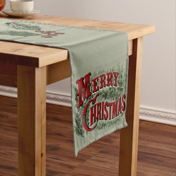GreenMerryChristmasTableRunner Green Merry Christmas Table Runner