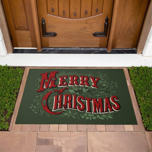 Green 1876 Merry Christmas Doormat