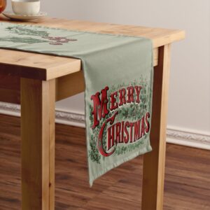 Green 1876 Merry Christmas Long Table Runner
