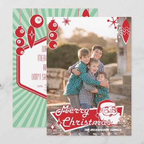 Atomic Retro Custom Flat Christmas Photo Card