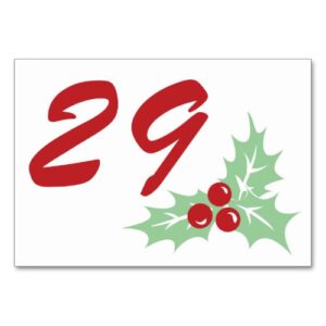 Candy Cane Holly | Custom Table Number Card 3 x 5