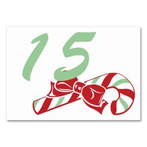Candy Cane Holly | Custom Table Number Card 3 x 5