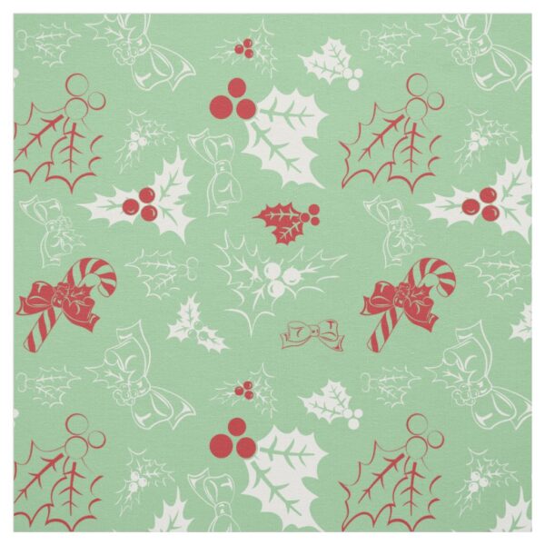 Candy Cane Holly | Red and Green Christmas Fabric