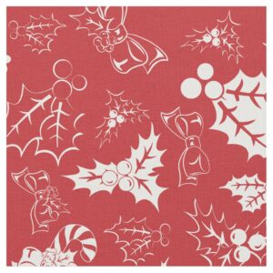 Candy Cane Holly | Red and White Holiday Fabric