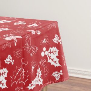 Candy Cane Holly | Red White Holiday Tablecloth