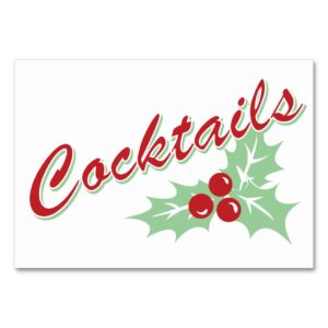Candy Cane Holly | Retro Cocktail Table Card 3 x 5