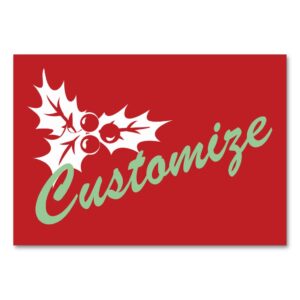 Candy Cane Holly | Retro Custom Table Card