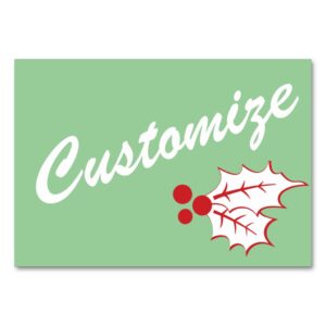 Candy Cane Holly | Retro Custom Table Card 3 x 5