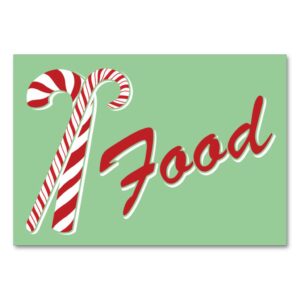 Candy Cane Holly | Retro Food Table Card 3 x 5