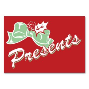 Candy Cane Holly | Retro Presents Table Card 3 x 5