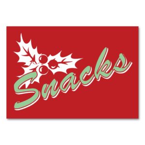 Candy Cane Holly | Retro Snacks Table Card 3 x 5