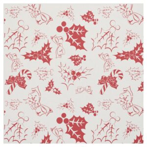 Candy Cane Holly | White and Red Holiday Fabric