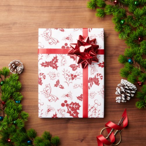 Candy Cane Holly | White Holiday Wrapping Paper