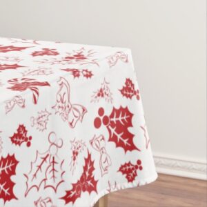 Candy Cane Holly | White Red Christmas Tablecloth