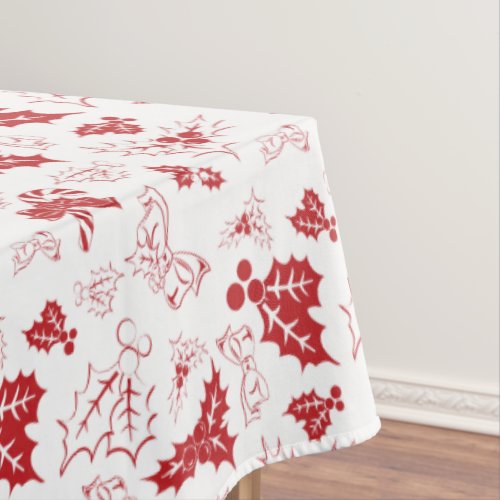 Candy Cane Holly | White Red Christmas Tablecloth
