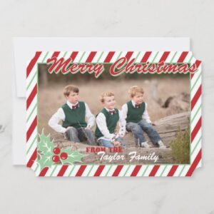 Candy Cane Stripe Christmas Photo Card