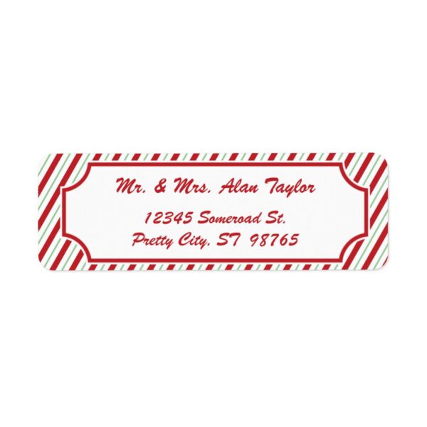 Candy Cane Stripe | Holiday Return Address Label
