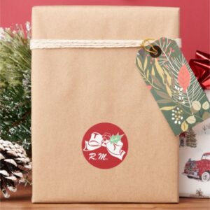 Custom Initals White Bow Holiday Sticker
