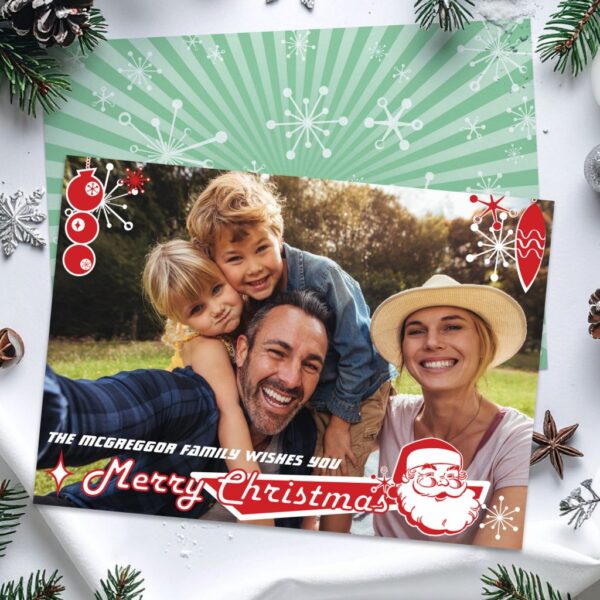 Mid-Century Modern Horizontal Christmas Photo Card