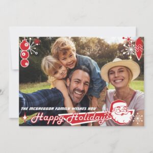 Mid-Century Modern Horizontal Holiday Photo Card