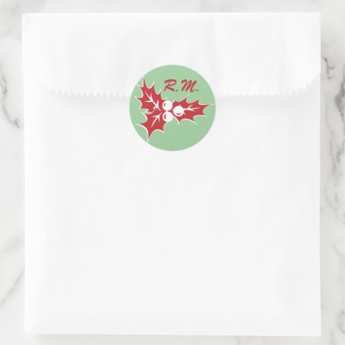 red_holly_leaves_custom_initials_holiday_sticker-rc183269da1834fdcb5f716fe6a2a897a_zg2qoo_500.jpg Red Holly Leaves Custom Initials Holiday Sticker
