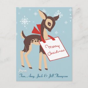 Retro Baby Reindeer | Christmas Postcard