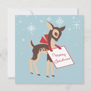 Retro Baby Reindeer | Custom Flat Christmas Card