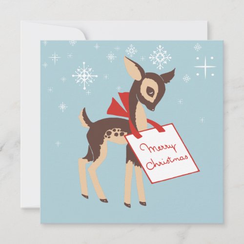 Retro Baby Reindeer | Custom Flat Christmas Card