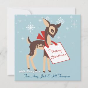 Retro Baby Reindeer | Custom Flat Christmas Card