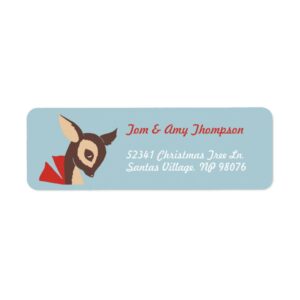 Retro Baby Reindeer | Holiday Return Address Label