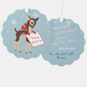 Retro Baby Reindeer | Paper Ornament Chrismas Card